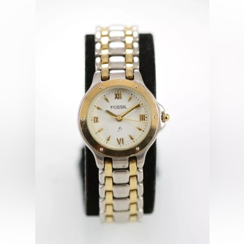 Fossil F2 Women Watch Stainless Steel Silver Gold Water Res Battery White Quartz